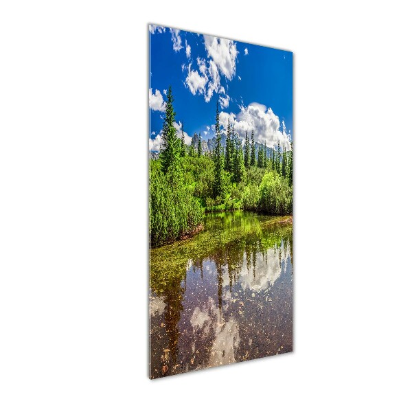 Modernes Acrylbild vertikal See in den Bergen