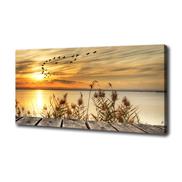Bild auf leinwand Pier am See