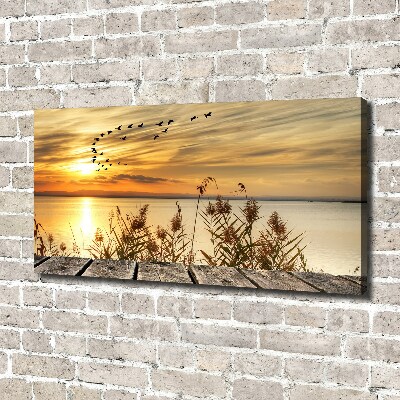 Bild auf leinwand Pier am See