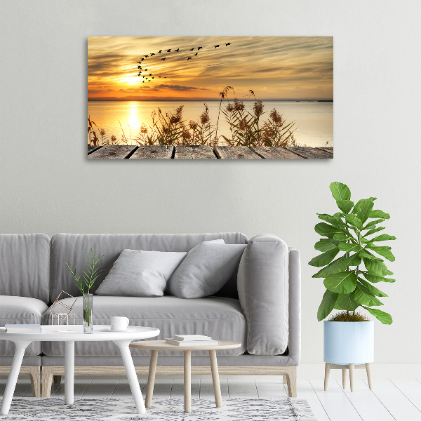 Bild auf leinwand Pier am See