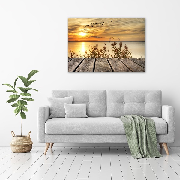 Bild auf leinwand Pier am See