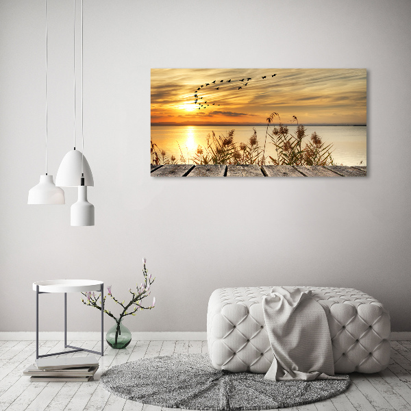 Bild auf leinwand Pier am See