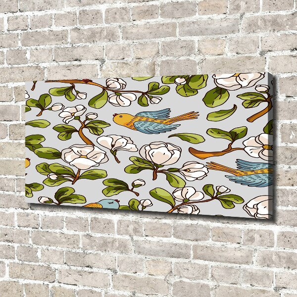 Bild auf leinwand Blumen und Vögel
