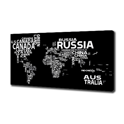 Wandbild Weltkarte mit Untertiteln
