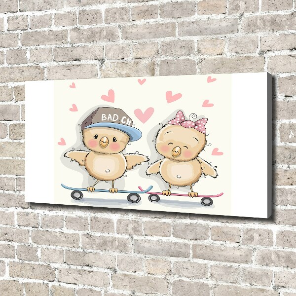 Fotobild Vögel auf einem Skateboard