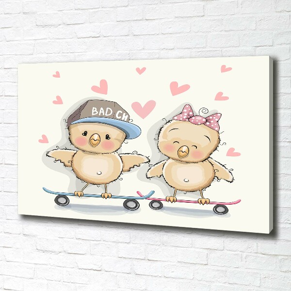 Fotobild Vögel auf einem Skateboard