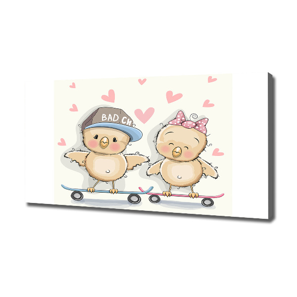 Fotobild Vögel auf einem Skateboard