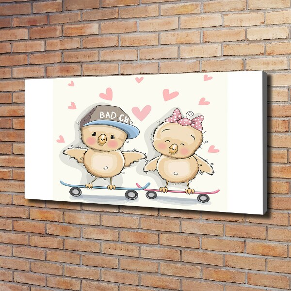 Fotobild Vögel auf einem Skateboard