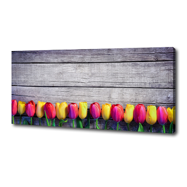 Bild auf leinwand Tulpen auf Holz