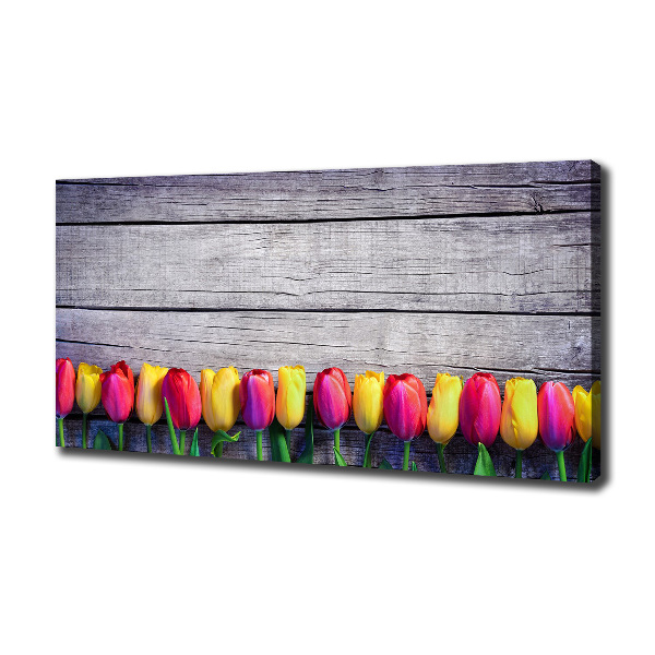 Bild auf leinwand Tulpen auf Holz