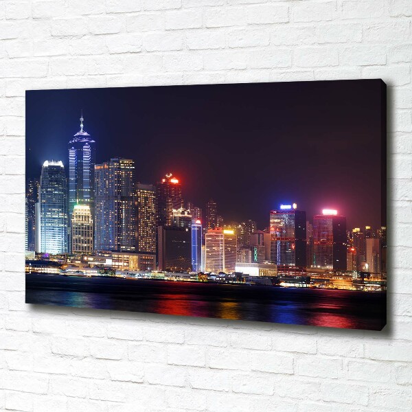 Bild auf leinwand Hongkong bei Nacht