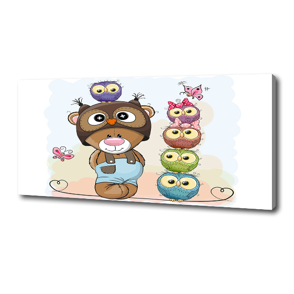 Bild auf leinwand Teddybär und Eulen