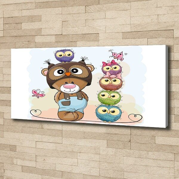 Bild auf leinwand Teddybär und Eulen