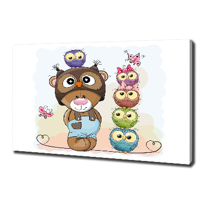 Bild auf leinwand Teddybär und Eulen
