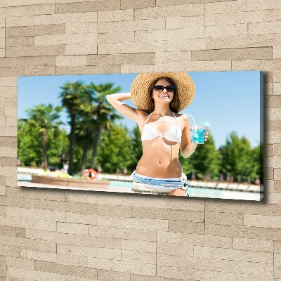 Bild auf leinwand Frau am Pool