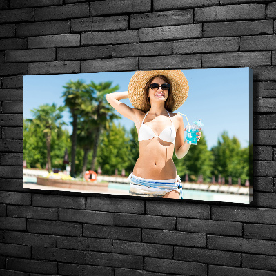 Bild auf leinwand Frau am Pool