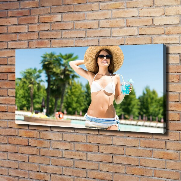 Bild auf leinwand Frau am Pool