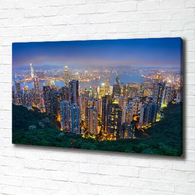Wandbild Hongkong bei Nacht