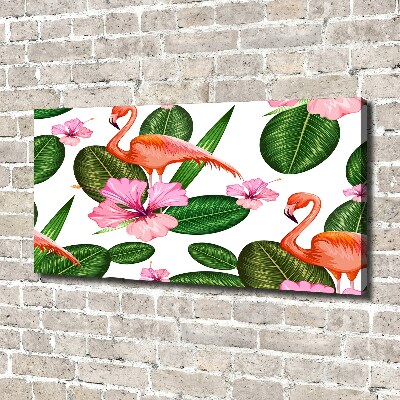 Bild auf leinwand Flamingos und Pflanzen