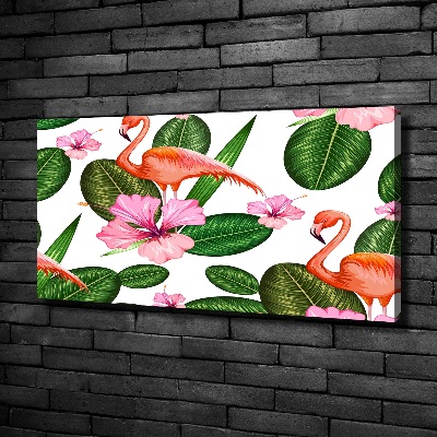 Bild auf leinwand Flamingos und Pflanzen
