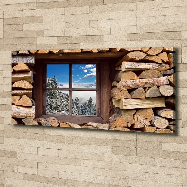 Wandbild Winter draußen vor dem Fenster