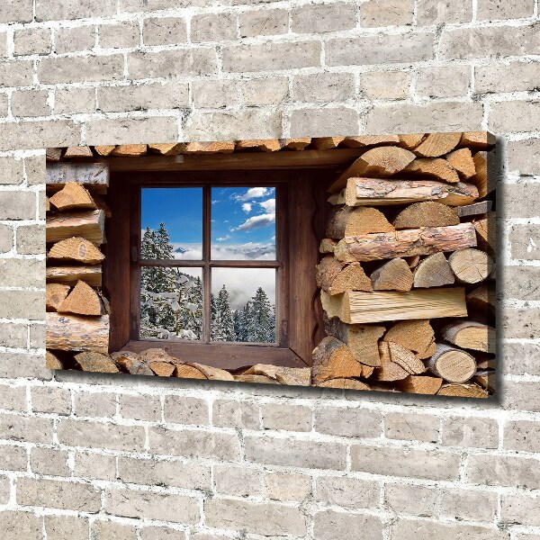 Wandbild Winter draußen vor dem Fenster