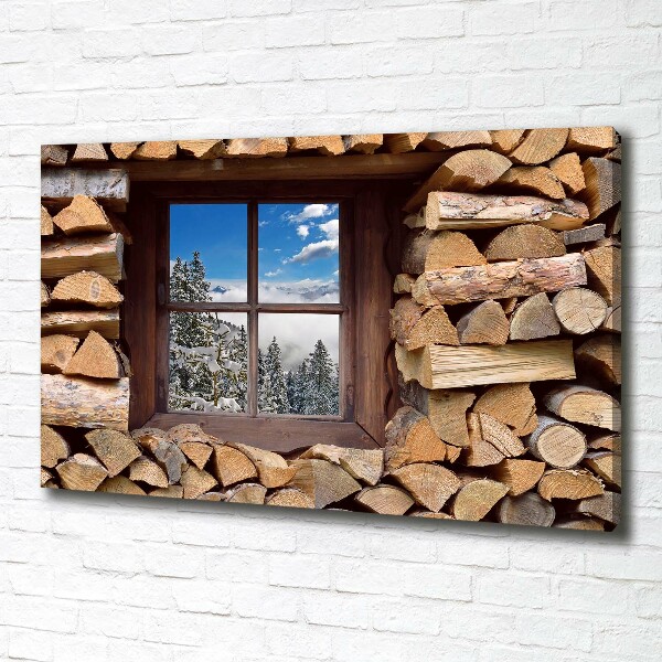 Wandbild Winter draußen vor dem Fenster