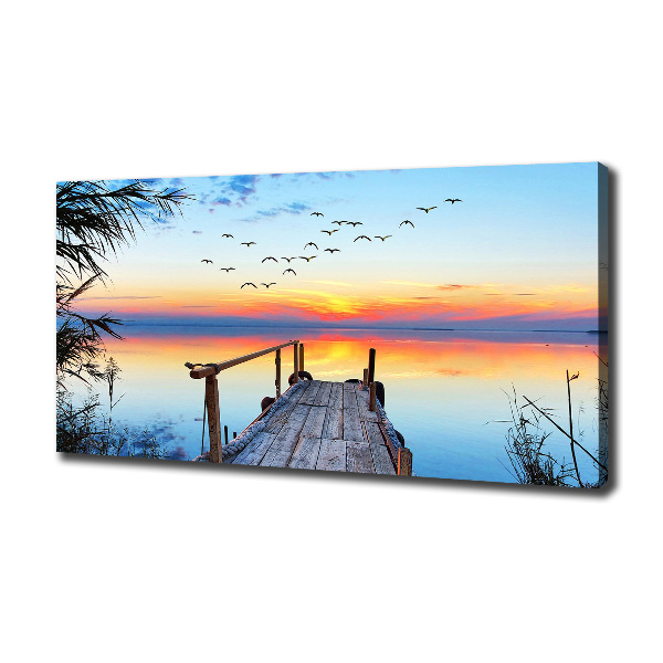 Bild auf leinwand Pier am See