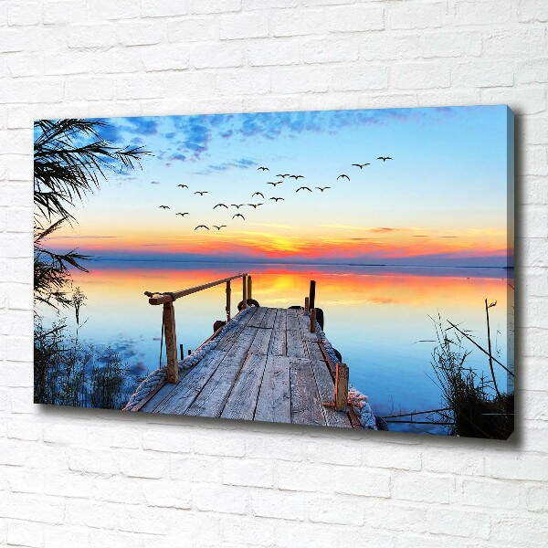 Bild auf leinwand Pier am See