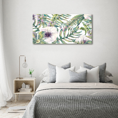 Bild auf leinwand Farne und Blumen