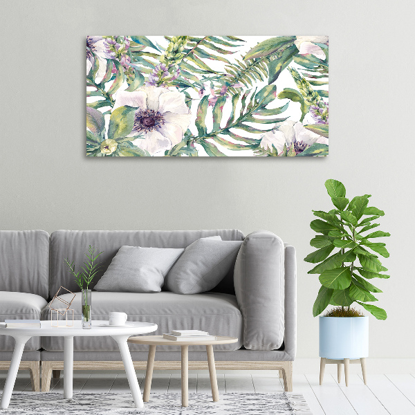 Bild auf leinwand Farne und Blumen