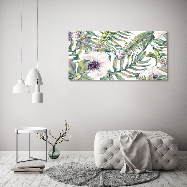 Bild auf leinwand Farne und Blumen