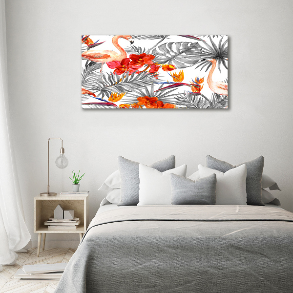 Fotobild Flamingos und Blumen
