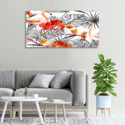 Fotobild Flamingos und Blumen