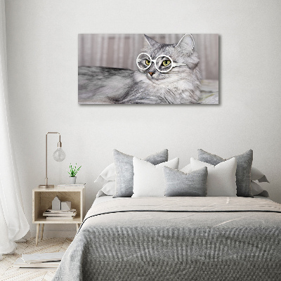 Wandbild Katze mit Brille