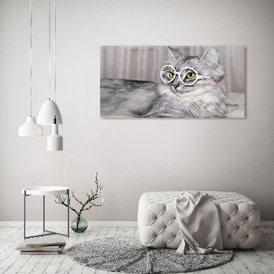 Wandbild Katze mit Brille