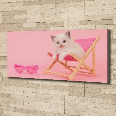 Bild auf leinwand Katze auf einem Liegestuhl