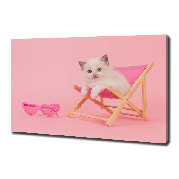 Bild auf leinwand Katze auf einem Liegestuhl