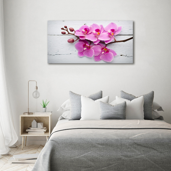 Bild auf leinwand Orchidee auf Holz