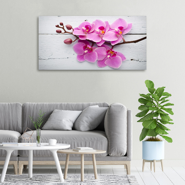 Bild auf leinwand Orchidee auf Holz