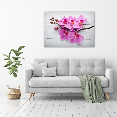 Bild auf leinwand Orchidee auf Holz