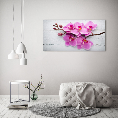 Bild auf leinwand Orchidee auf Holz