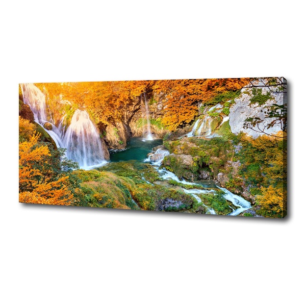 Bild auf leinwand Wasserfall im Herbst