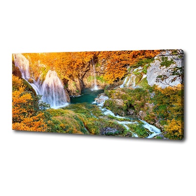 Bild auf leinwand Wasserfall im Herbst