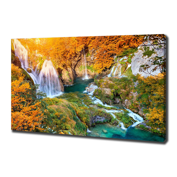 Bild auf leinwand Wasserfall im Herbst
