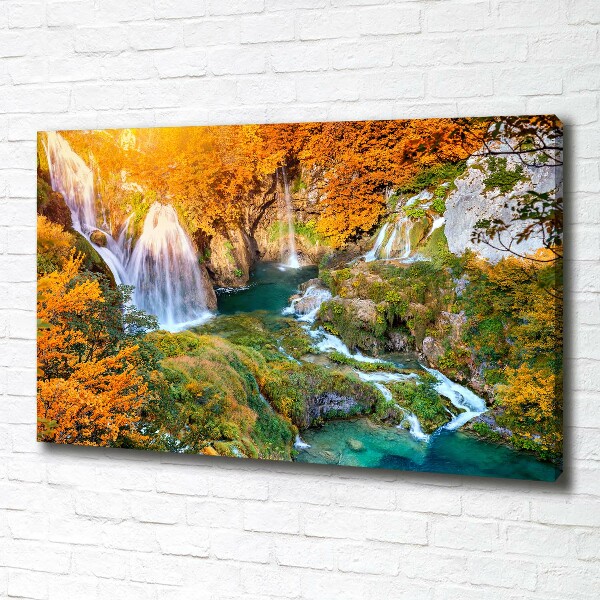 Bild auf leinwand Wasserfall im Herbst