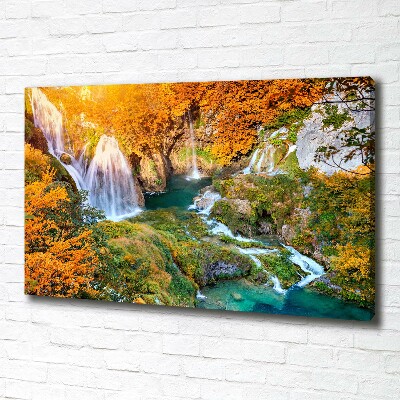 Bild auf leinwand Wasserfall im Herbst