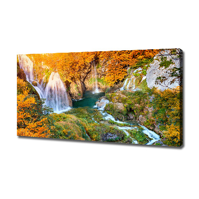 Bild auf leinwand Wasserfall im Herbst