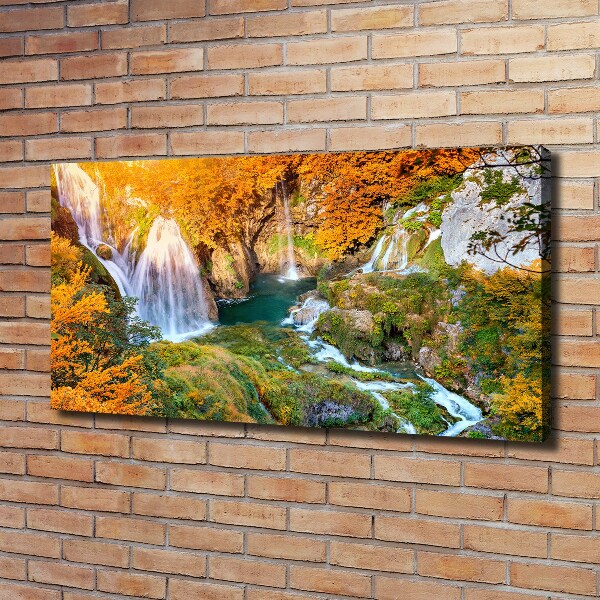 Bild auf leinwand Wasserfall im Herbst