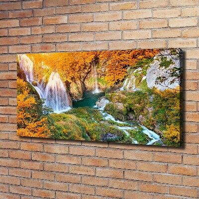 Bild auf leinwand Wasserfall im Herbst